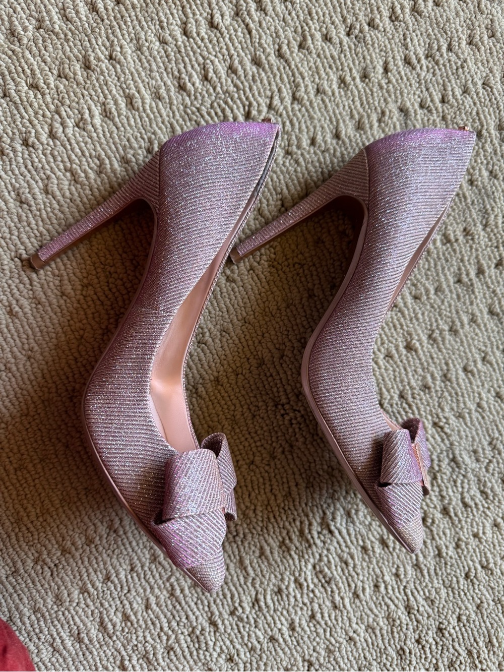 Ted Baker Precious Rose Pink Glitter Pointed Bow Pumps 36.5 - Picture 8 of 8